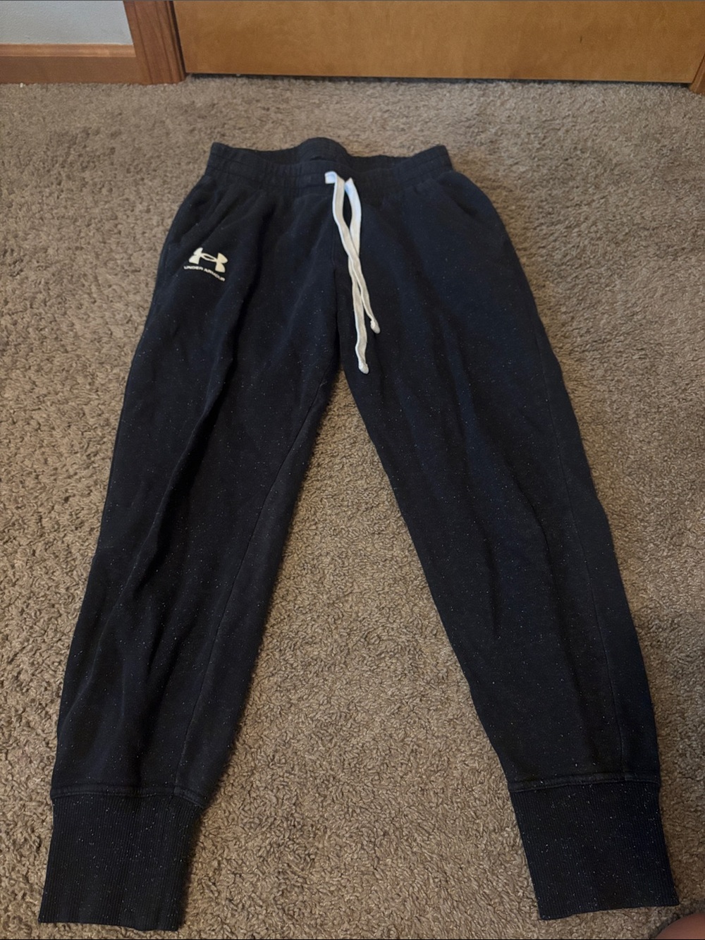 Under Armour Kids Black Jogger Sweatpants with White Drawstring